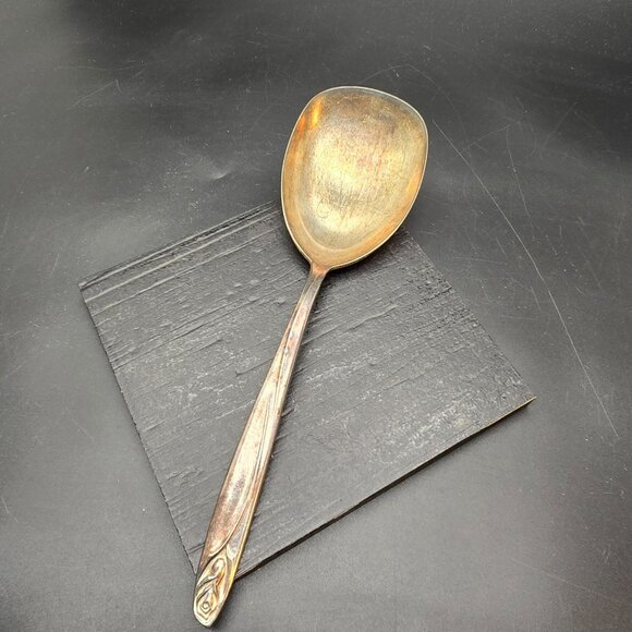 Vintage Silver-Plated Serving Spoon Ornate Gold Wash International HS269 - Picture 3 of 7